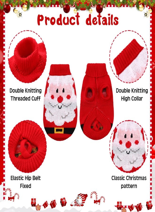 Yeyeplum 4 Pcs Puppy Christmas Sweater Dog Ugly Xmas Santa Knitted Sweater Small Dog Christmas Outfit Pet Winter Holiday Knitwear Cat Turtleneck Knitwear for Pet Kitten Puppy(M) - Image 2